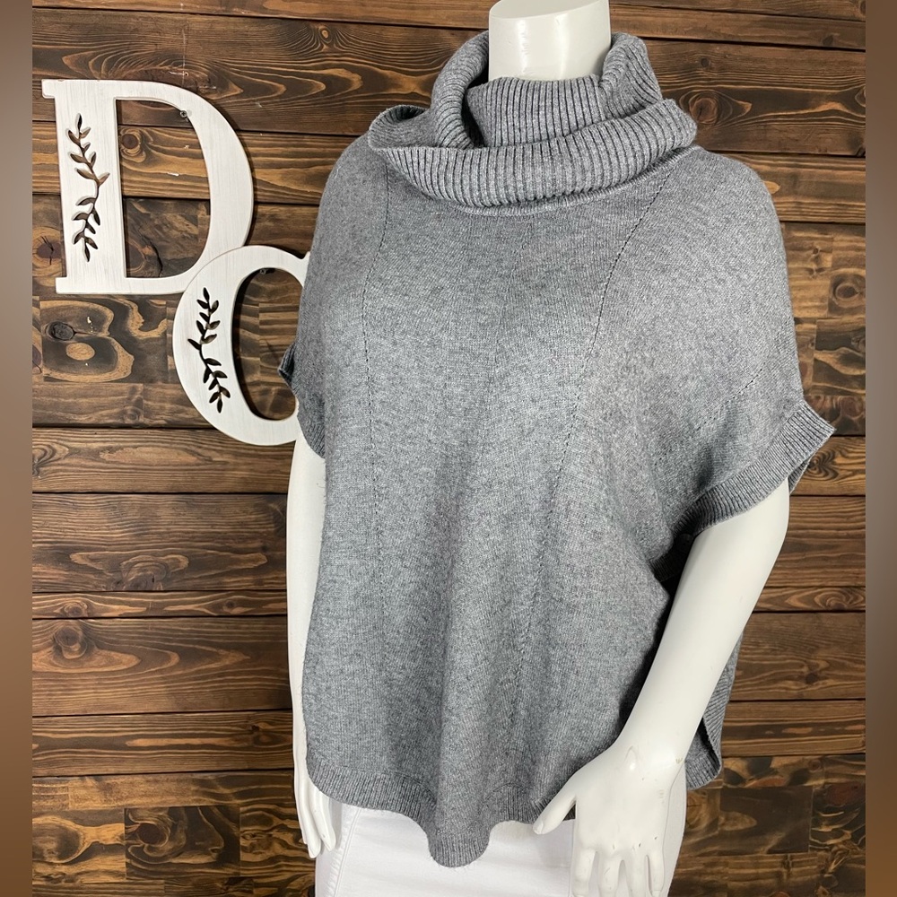 Sisters | Poncho Dolman Drape Off Shoulder Knit Ribbed Cowl Neck Sweater